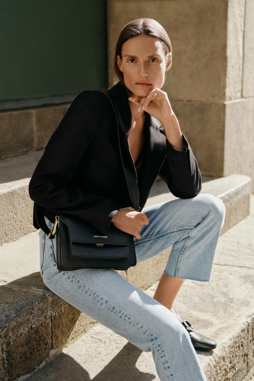 Gino Rossi - Torebka skórzana czarna - 5903698446752