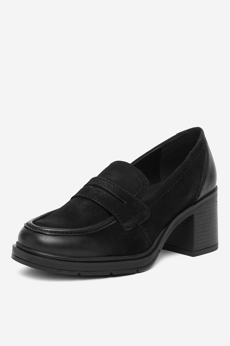 Lasocki - Loafersy skórzane na obcasie - 5906751262597