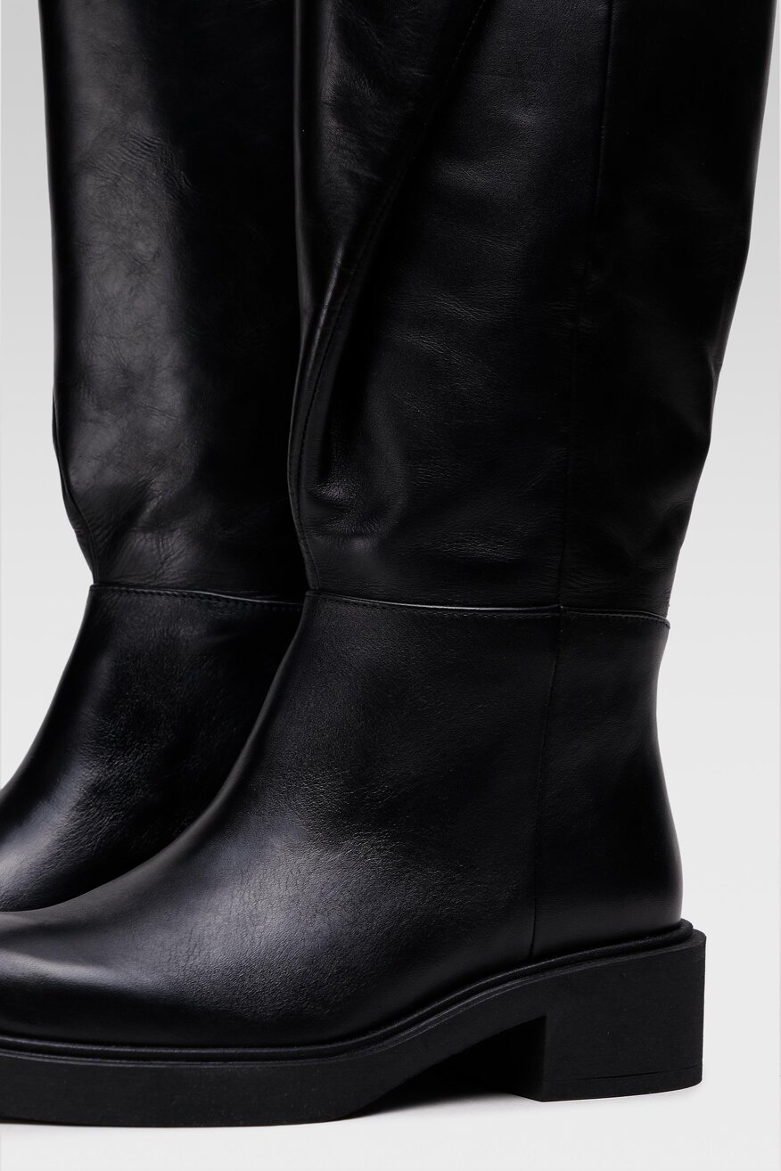 
                Badura - Skórzane muszkieterki czarne - 5903698995755