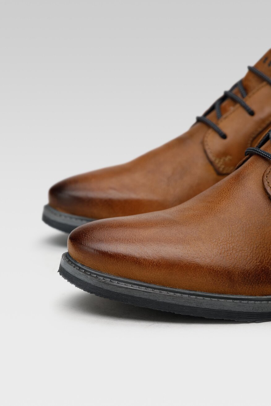 Bugatti - Skórzane trzewiki brązowe - 5903698748191