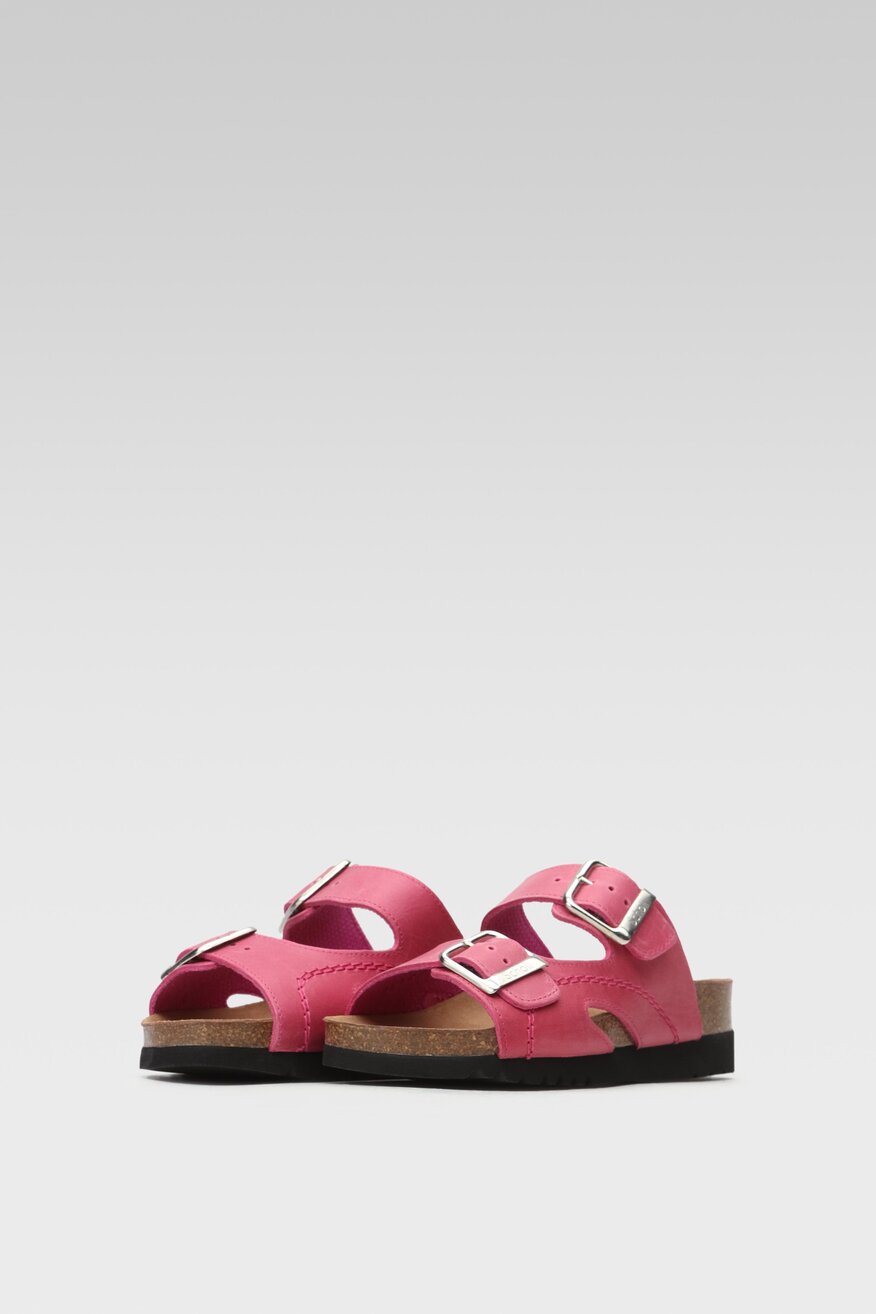 Scholl - Skórzane klapki różowe - 5904248347697