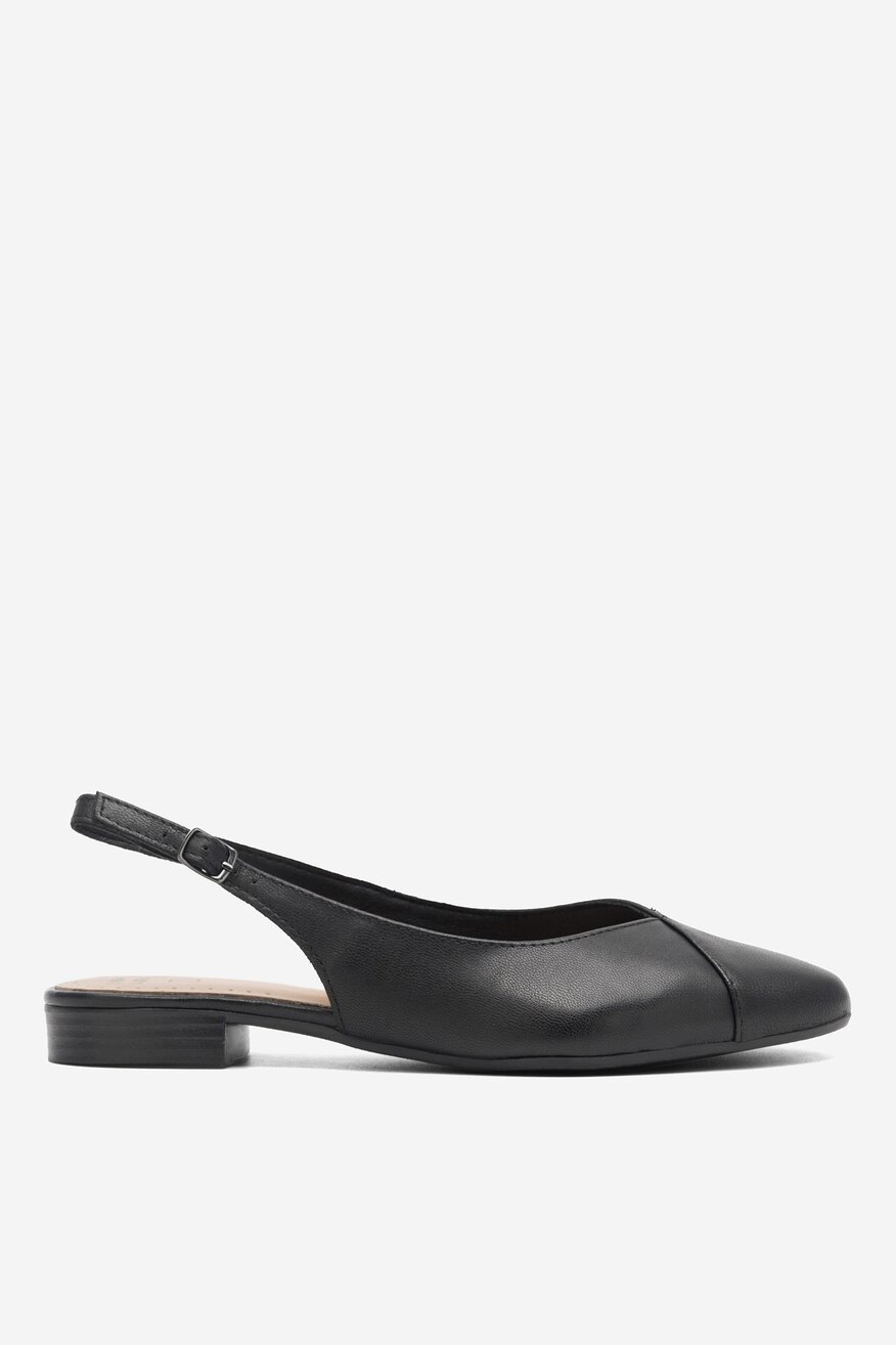 
                Sarah Karen - Skórzane baleriny z odkrytą piętą - 5904862828503