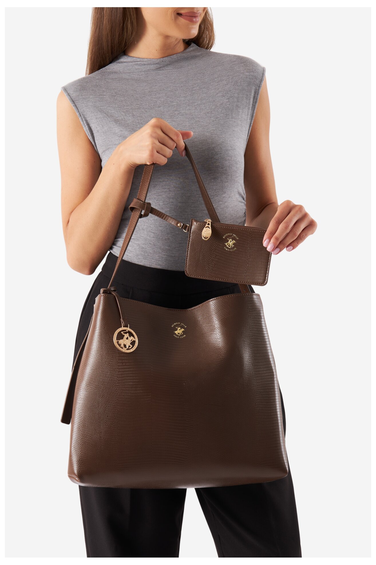Torebka Beverly Hills Polo Club BHPC-W-05-A23 Brązowy
