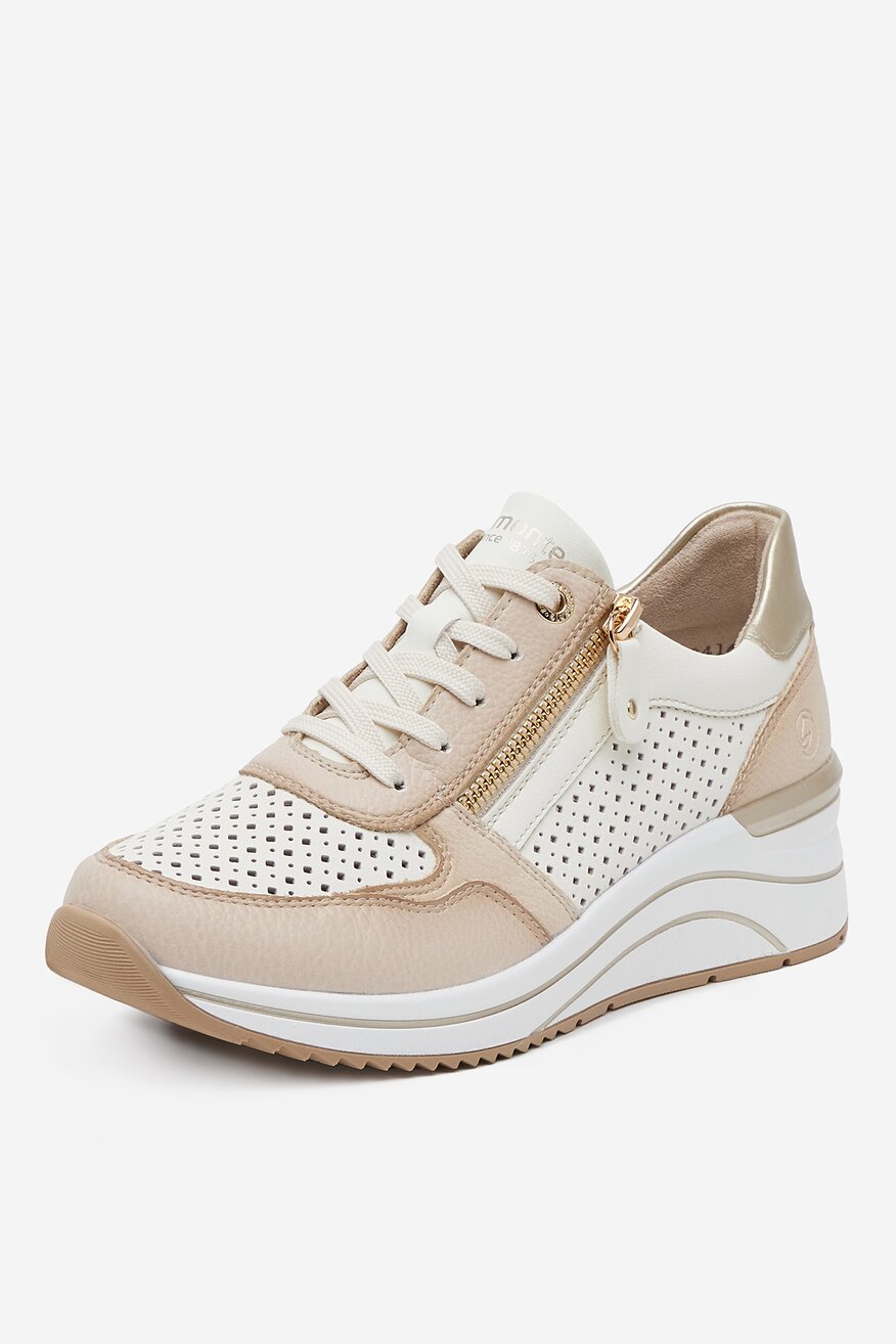 Remonte - Sneakersy skórzane na koturnie - 5906751736203