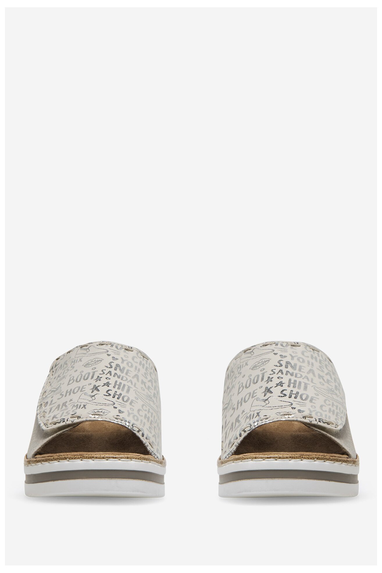 Klapki Rieker V0290-90 Srebrny