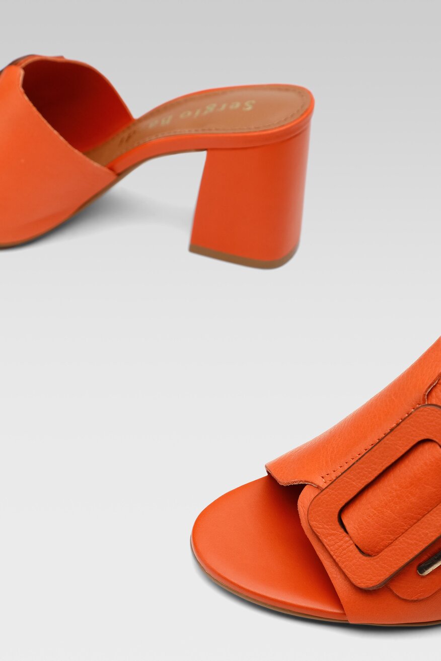 
                Sergio Bardi - Skórzane klapki pomarańczowe - 5904248632823