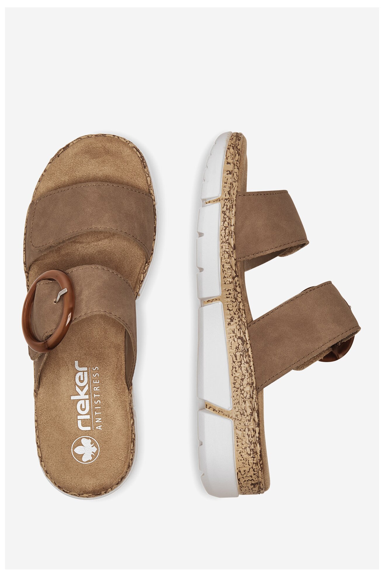 Klapki Rieker V2392-62 Beżowy