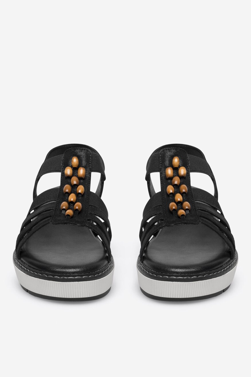 Lasocki - Sandały skórzane na koturnie - 5905588594499