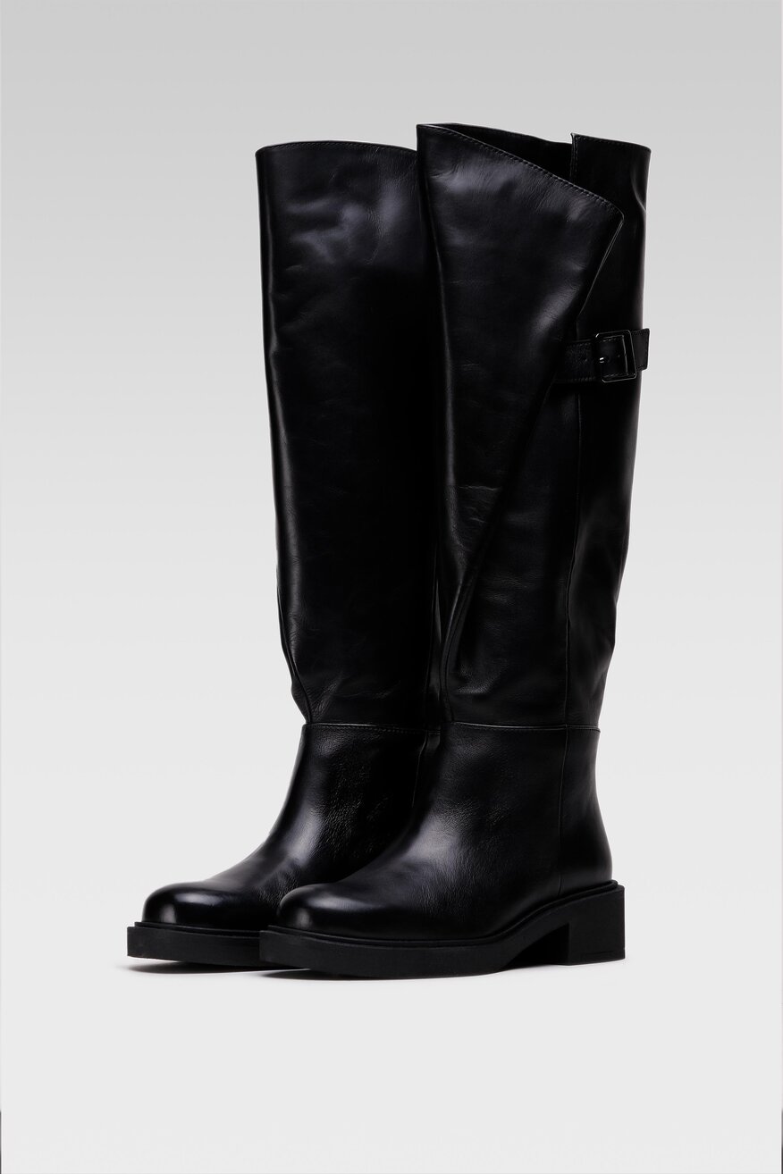 
                Badura - Skórzane muszkieterki czarne - 5903698995755