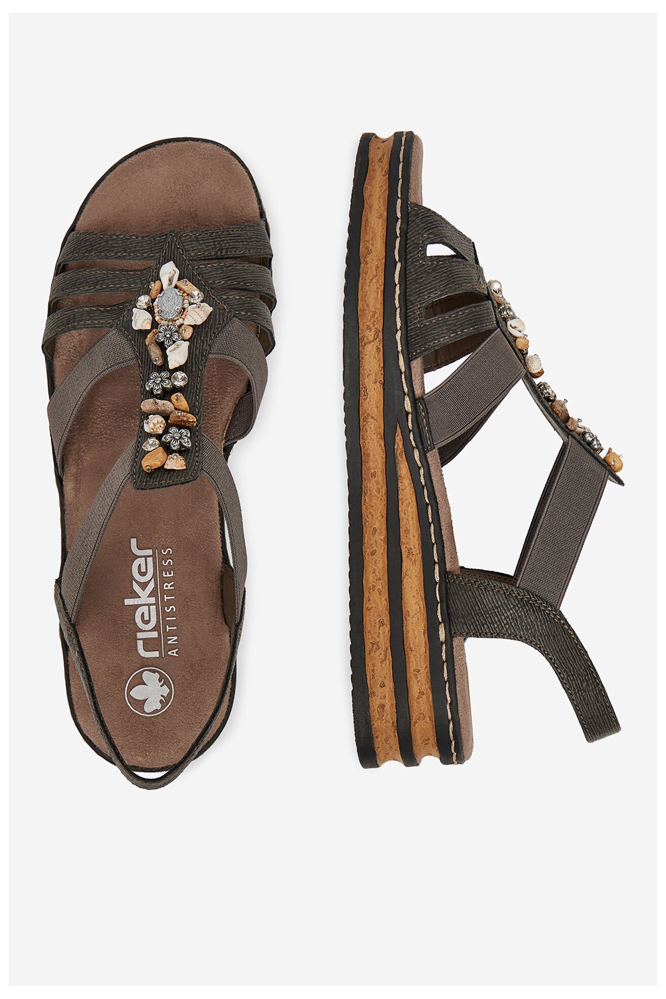 Sandały Rieker 62949-45 Szary ciemny