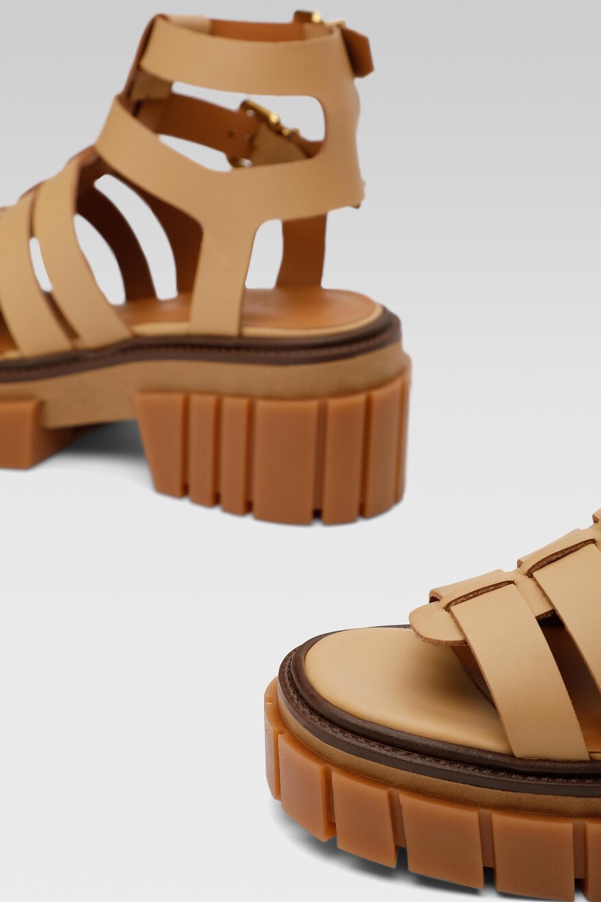 Badura - Sandały skórzane na platformie - 5904248565695
