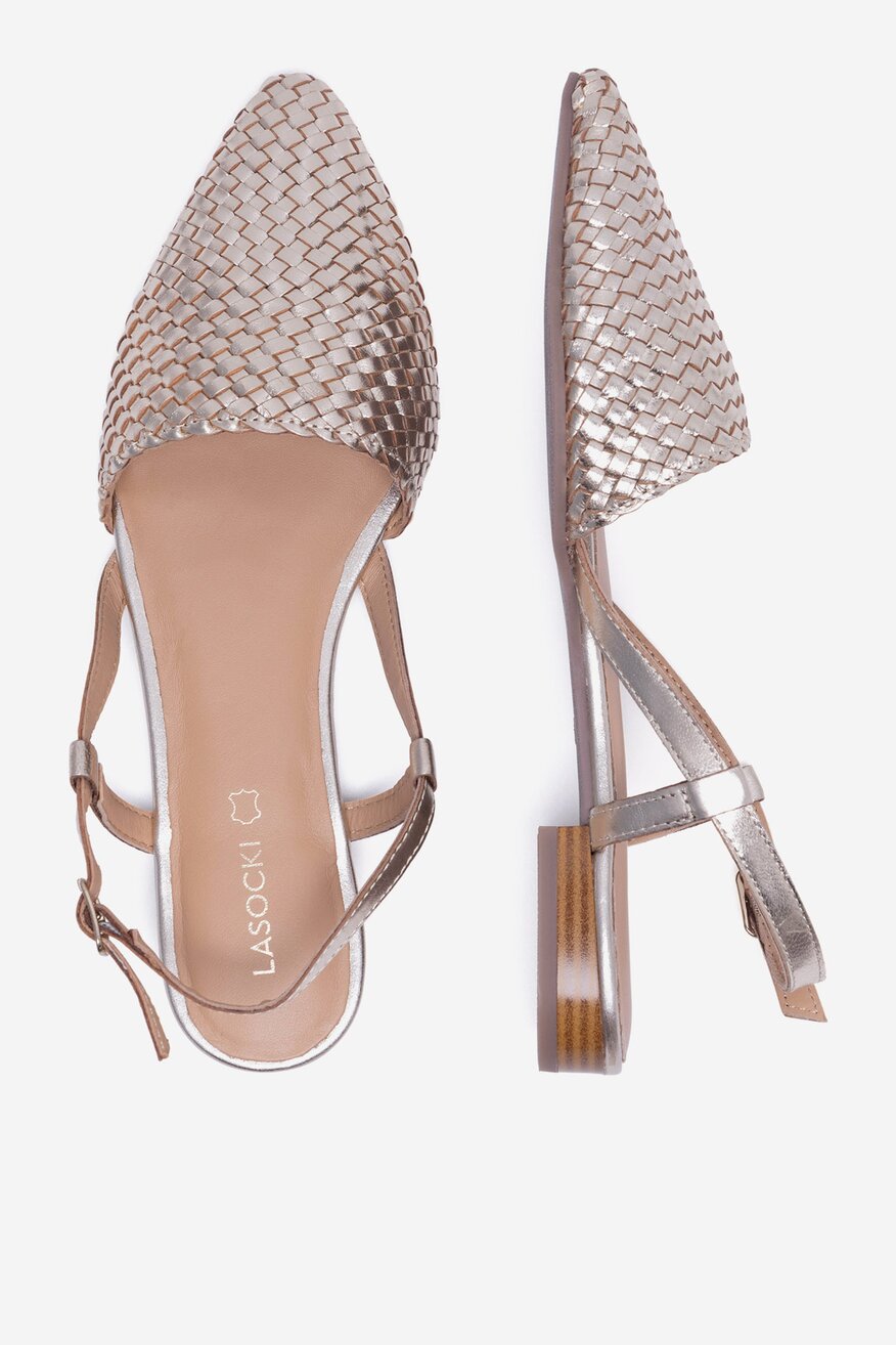 Lasocki - Skórzane baleriny z odkrytą piętą - 5905588226994