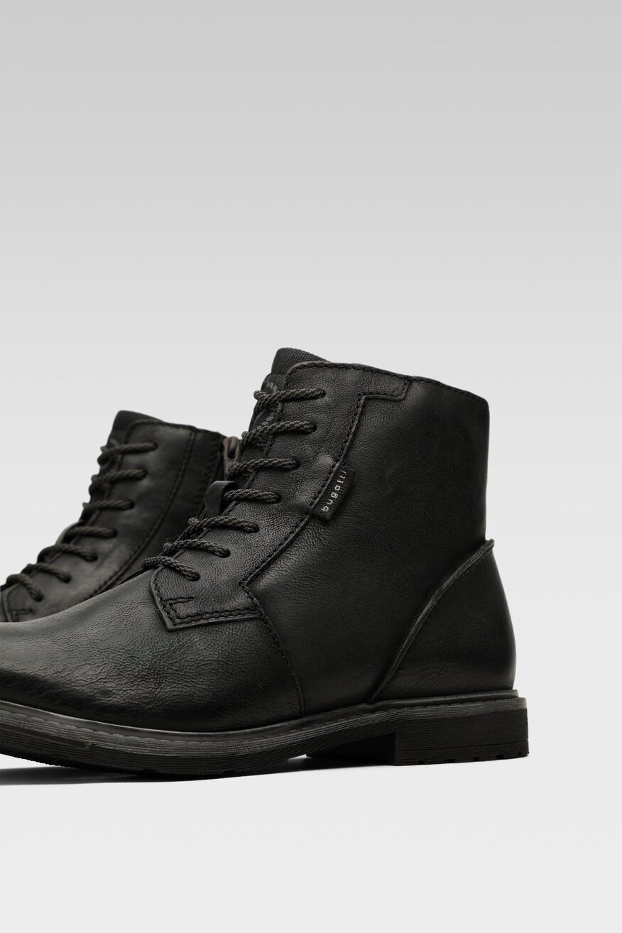 Bugatti - Skórzane trzewiki czarne - 5903698748900