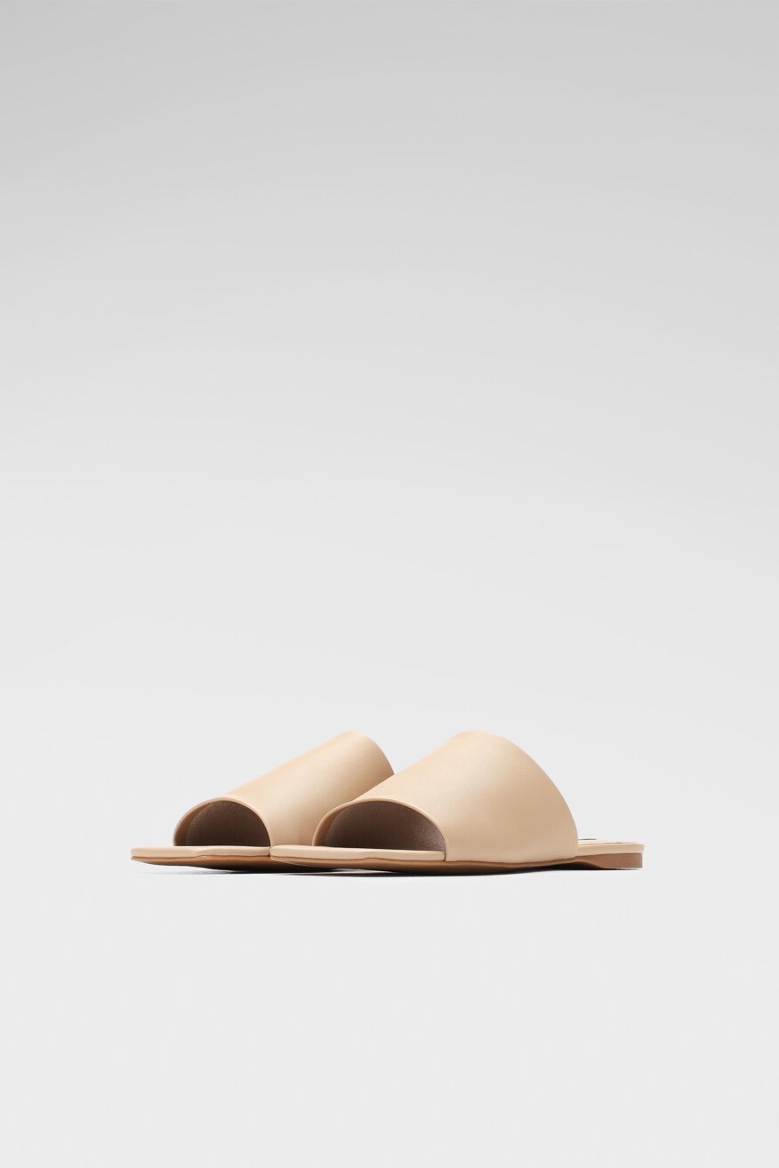 Gino Rossi - Skórzane klapki beżowe - 5903698455334