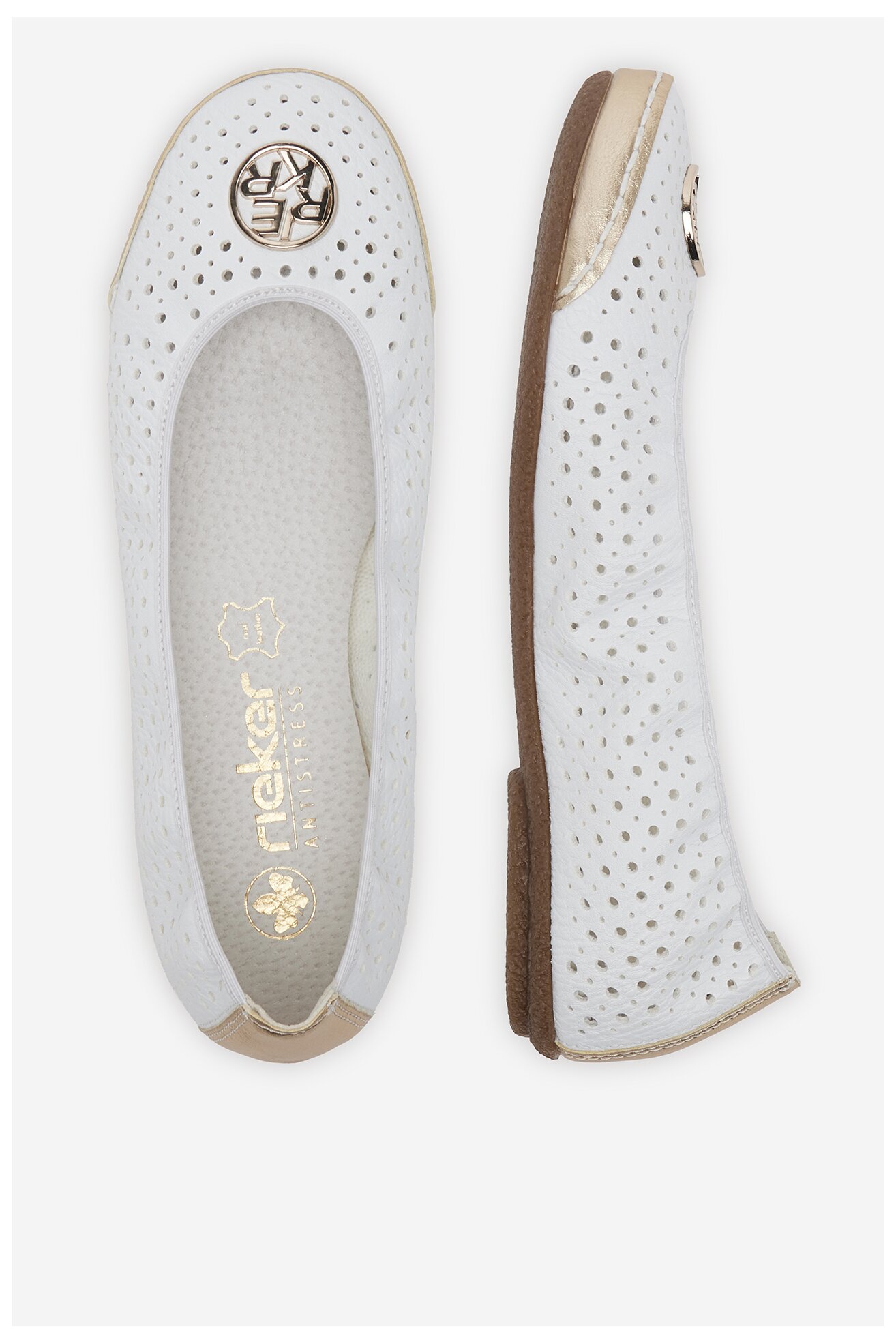 Baleríny Rieker 41459-80 BÍLÁ