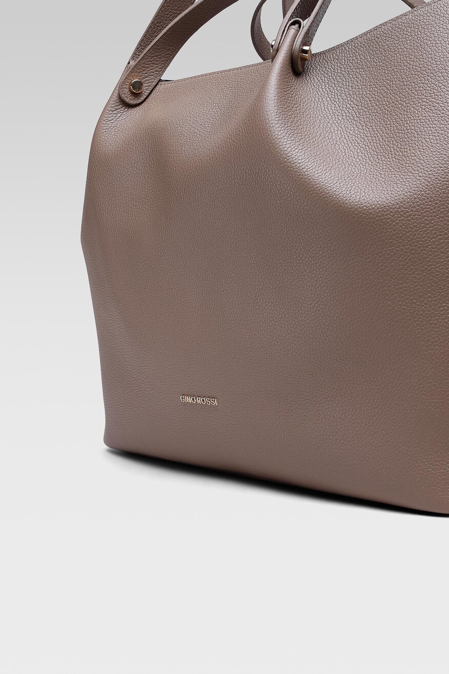 Gino Rossi - Torebka shopper skórzana beżowa - 5904248101855