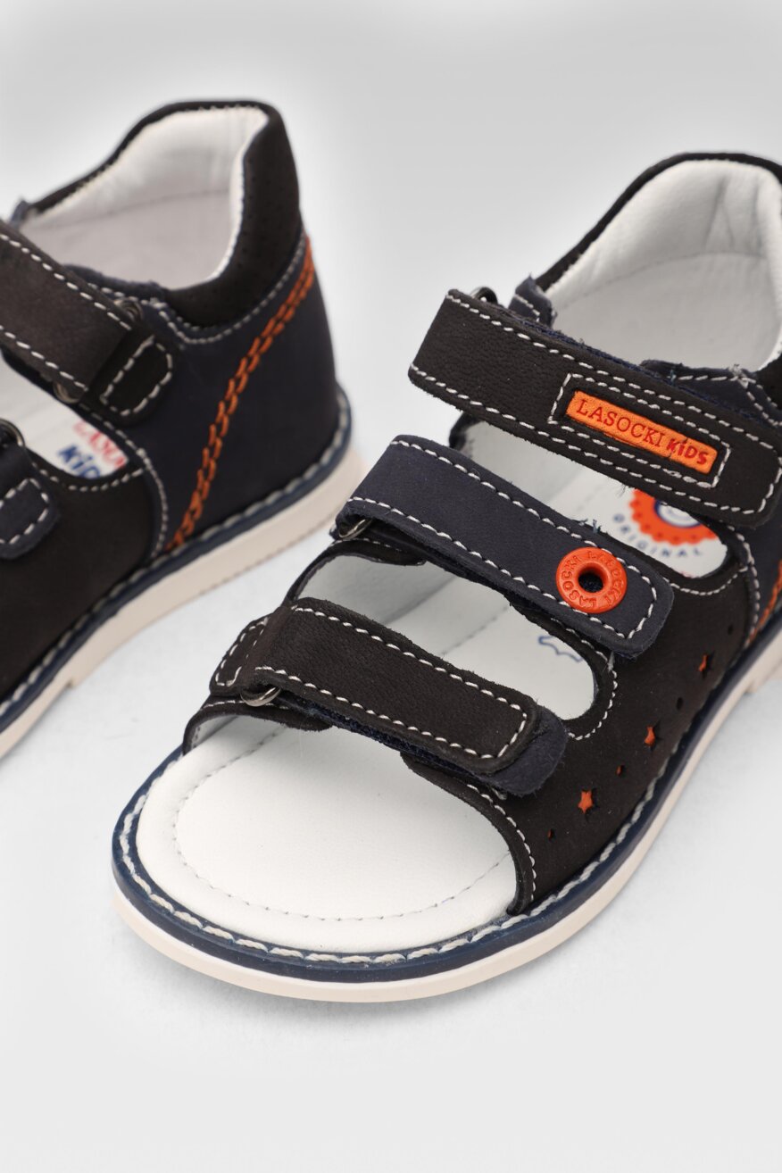 Lasocki Kids - Skórzane sandały granatowe - 5903698608044
