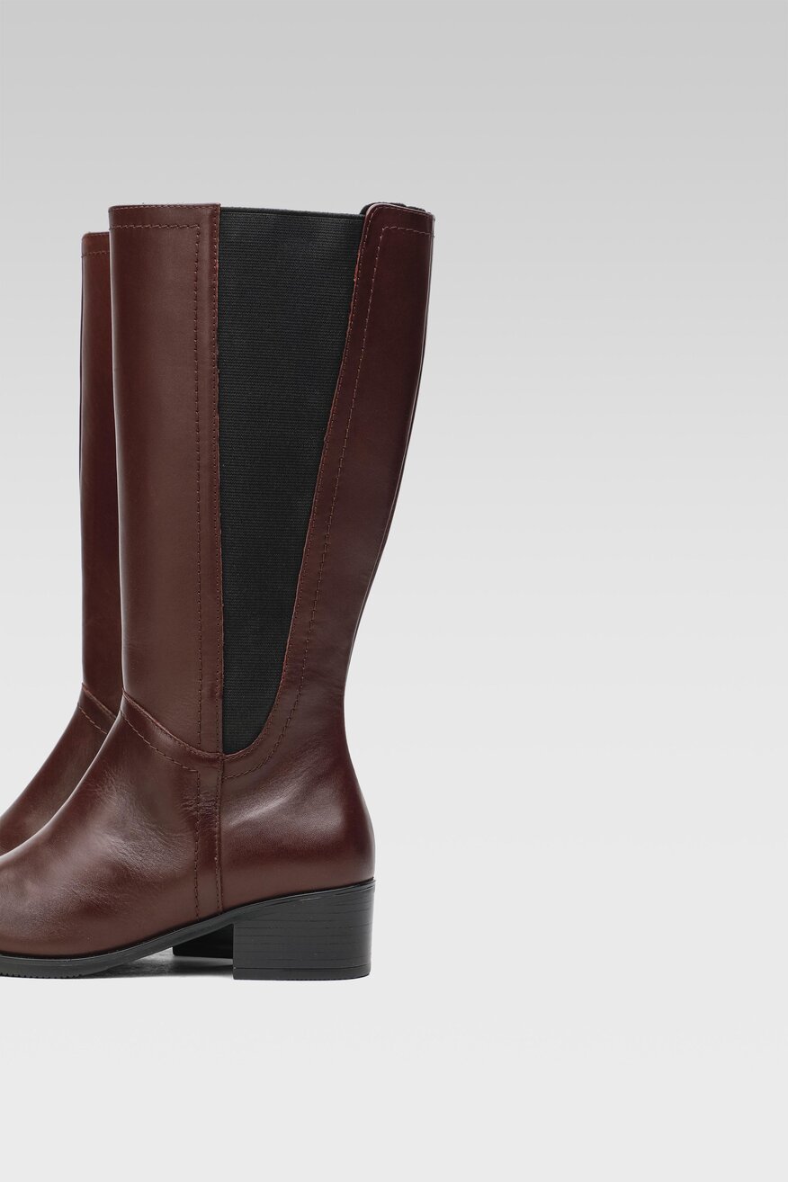 Go Soft - Skórzane kozaki bordowe - 5904862456621