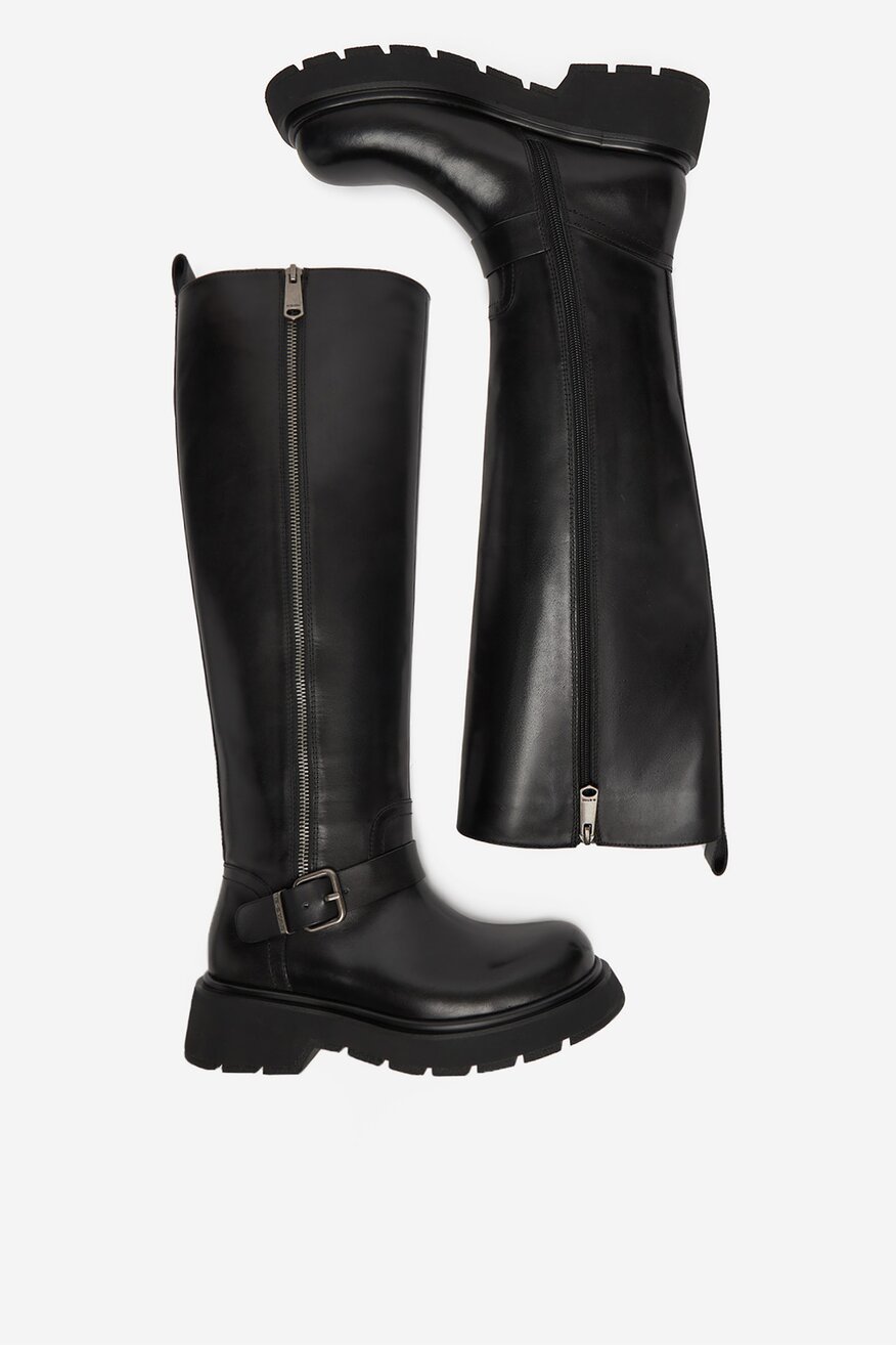 G-STAR RAW - Skórzane kozaki z suwakiem - 5906751407714