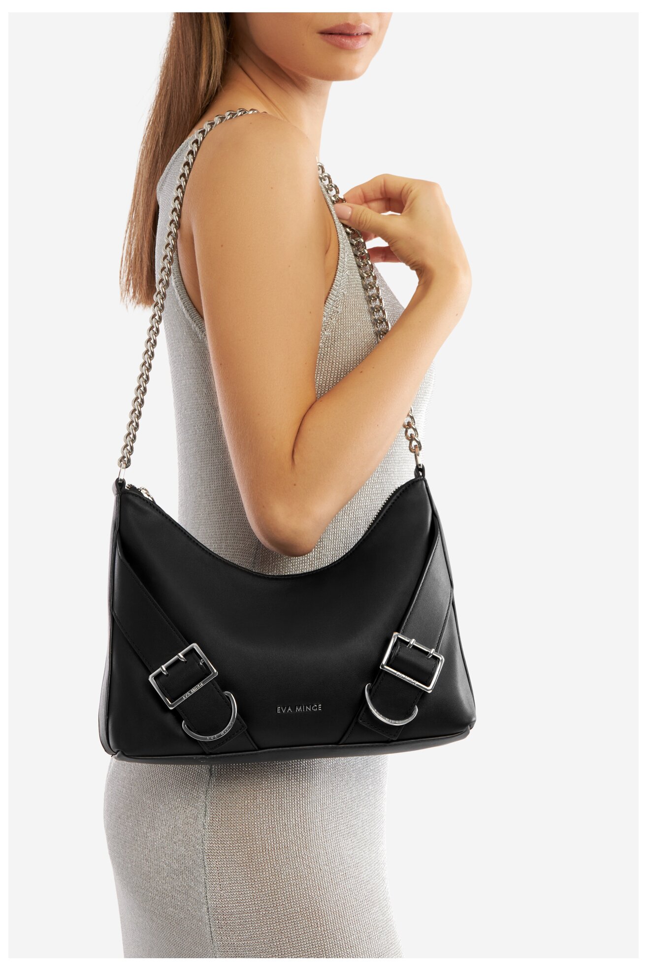 Geantă de mână EVA MINGE ROSA-CS10376 NEGRU