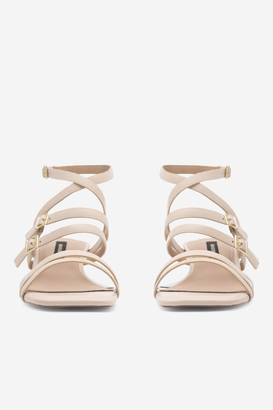 
                Gino Rossi - Skórzane sandały beżowe - 5904862814384