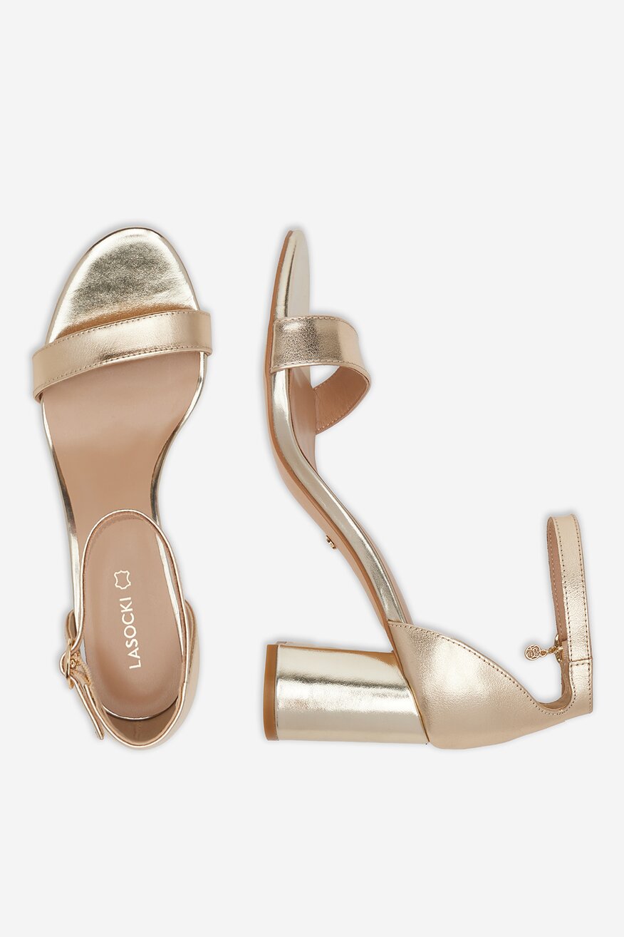Lasocki - Sandały skórzane na słupku - 5903698597621
