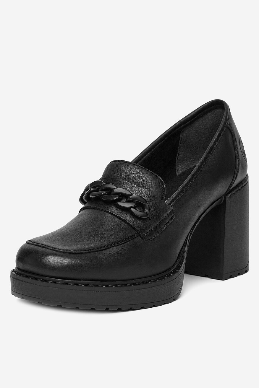 Rieker - Loafersy skórzane na obcasie - 2230074048372