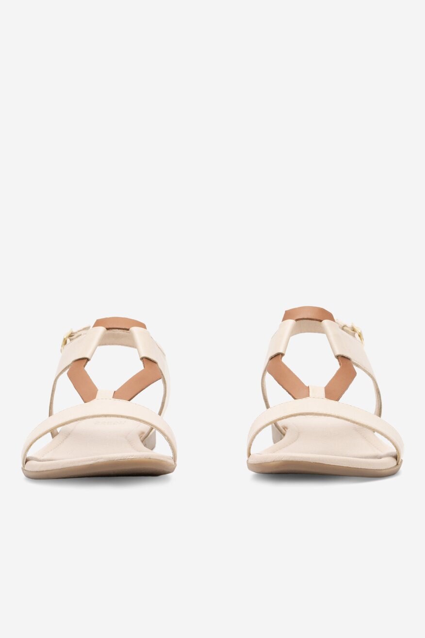 Sarah Karen - Skórzane sandały beżowe - 5904862862675