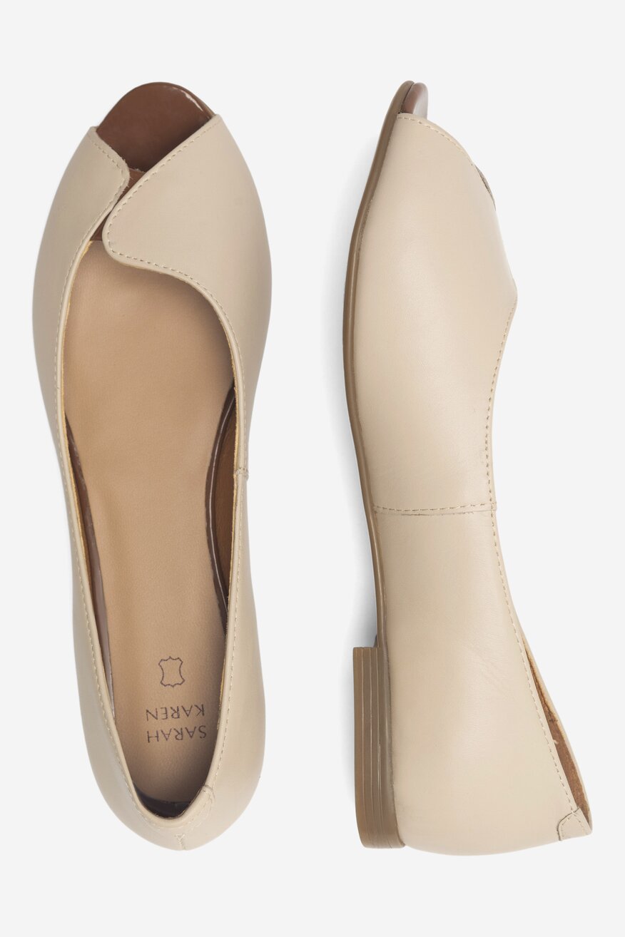 
                Sarah Karen - Skórzane baleriny z odkrytymi palcami - 5904862836959