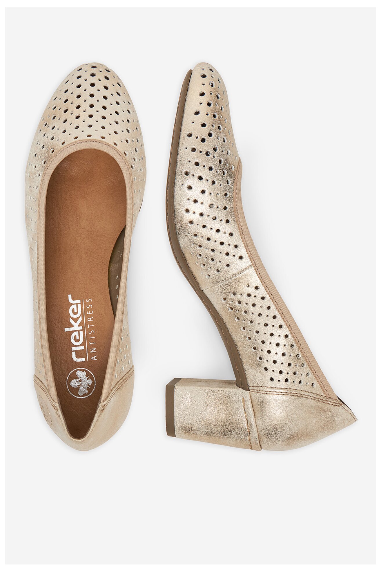 Czółenka Rieker CEO-41057-60 Złoty