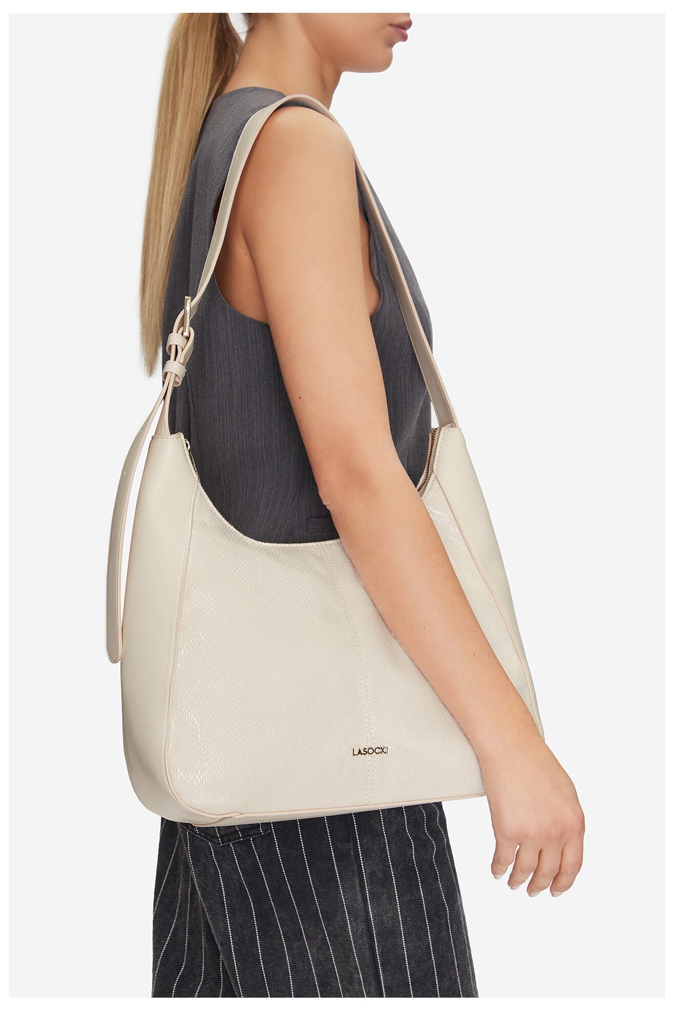 Kézitáska Lasocki LSK-X-007-07 CSONTSZÍNŰ
