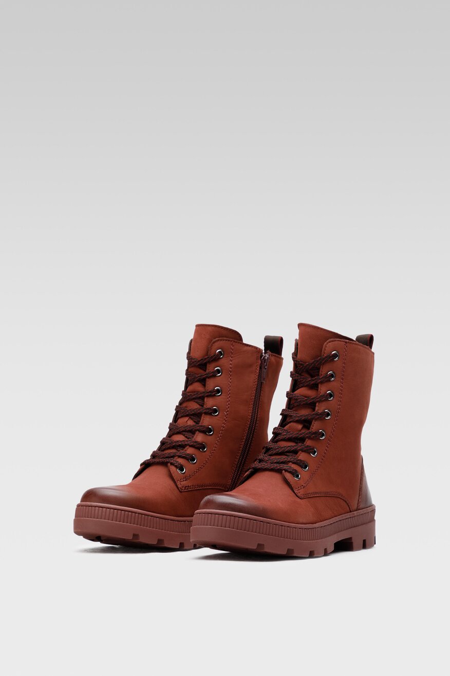 Lasocki - Skórzane trzewiki bordowe - 5904248938840