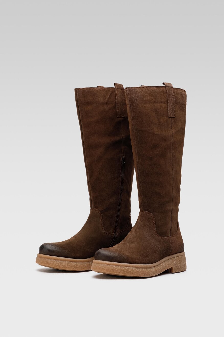 Lasocki - Skórzane kozaki brązowe - 5904248890469