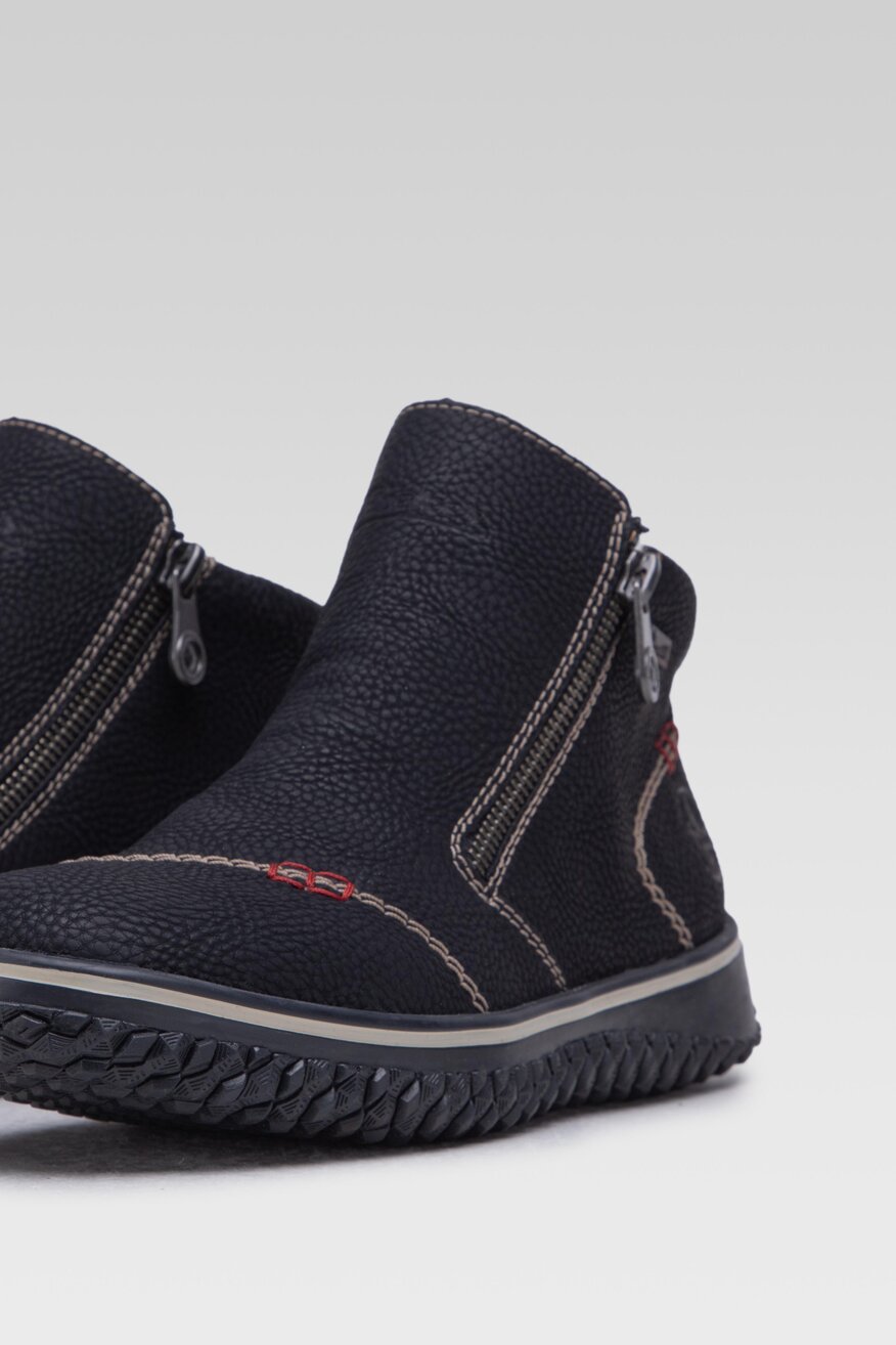 
                Rieker - Botki czarne z suwakiem - 5903698973197