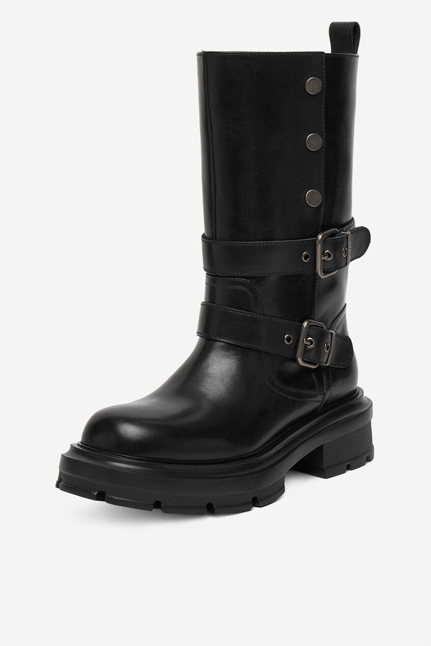 G-STAR RAW - Skórzane kozaki z zatrzaskiem - 5906751408261