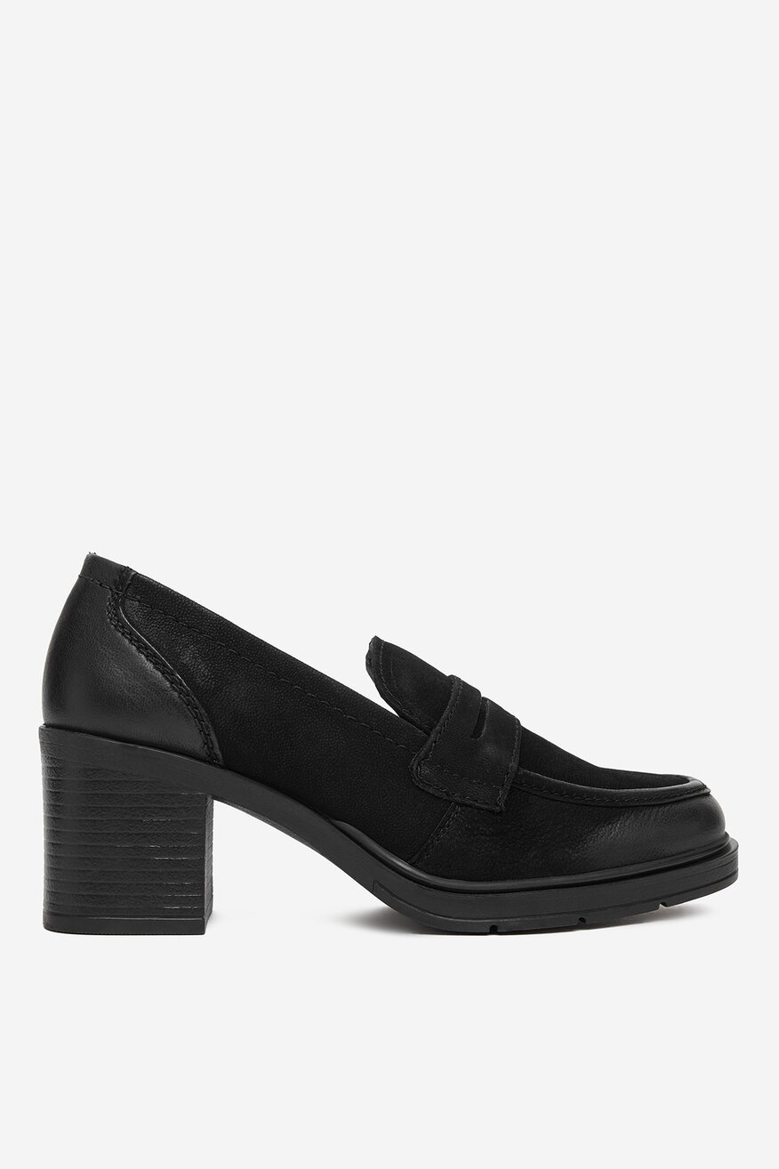 Lasocki - Loafersy skórzane na obcasie - 5906751262597
