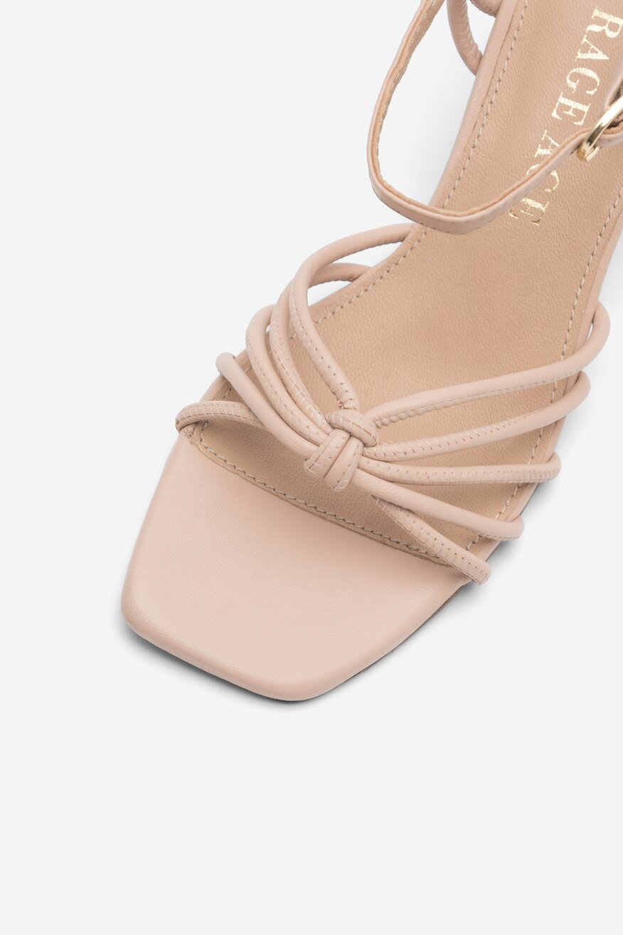 
                RAGE AGE - Skórzane sandały beżowe - 5904862797403