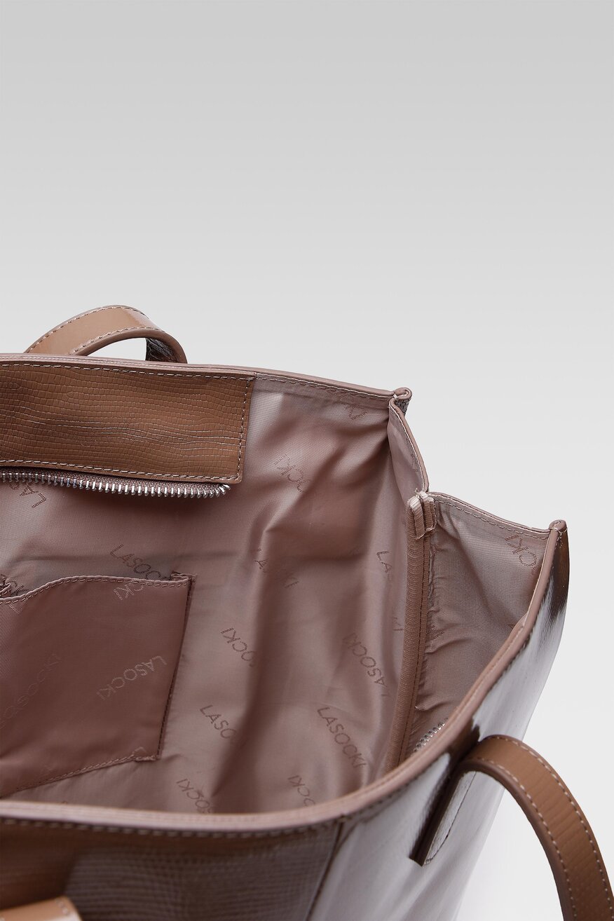 Lasocki - Torebka tote bag skórzana beżowa - 5904248088187