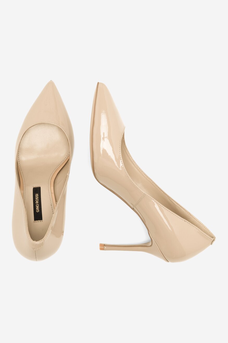 
                Gino Rossi - Skórzane czółenka beżowe - 5904862662886