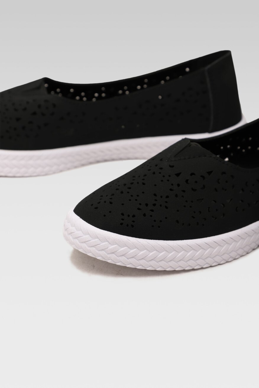 Bassano - Baleriny ażurowe czarne - 5903698657837