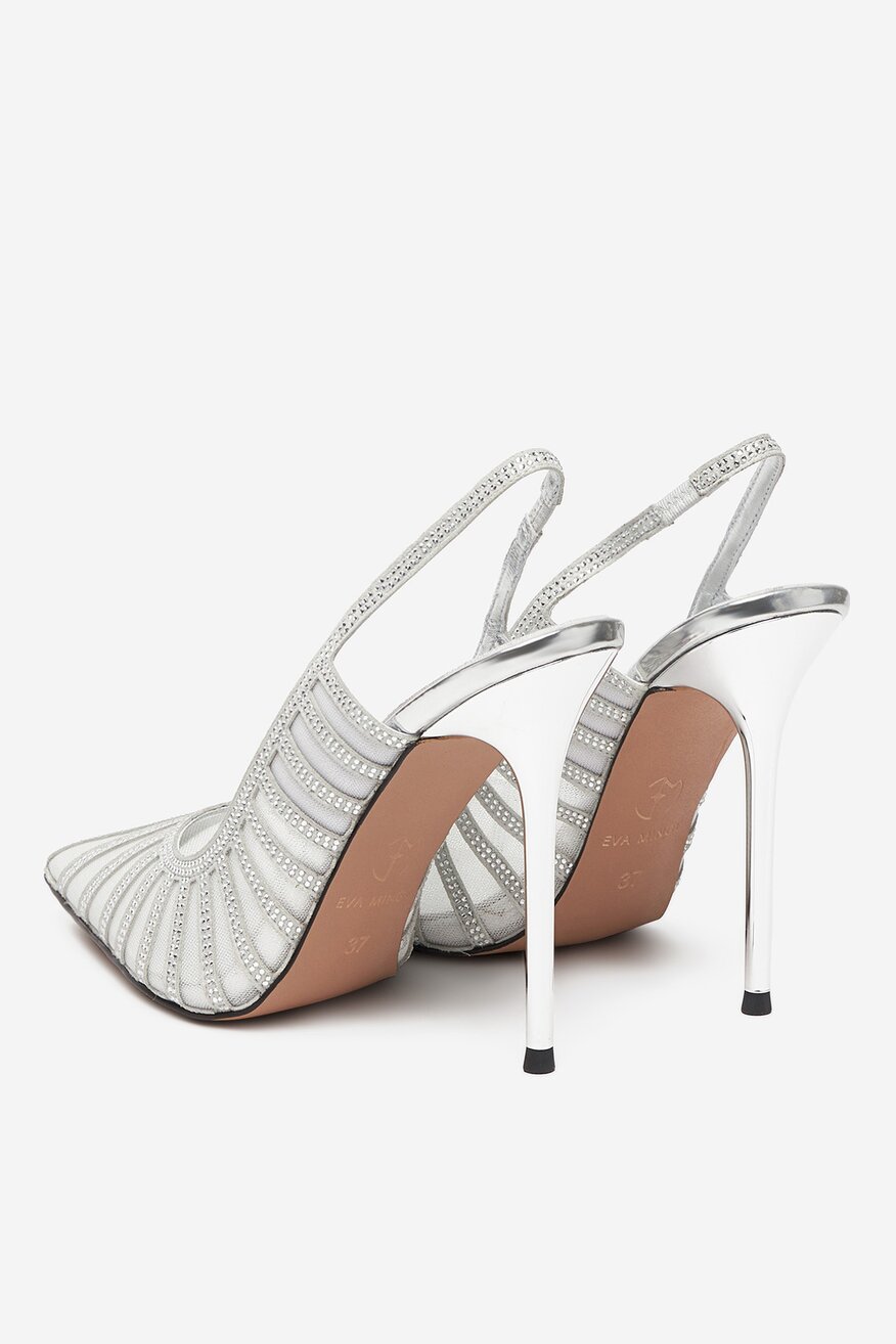 Pantofi cu toc EVA MINGE ARGINTIU - 5906751342855