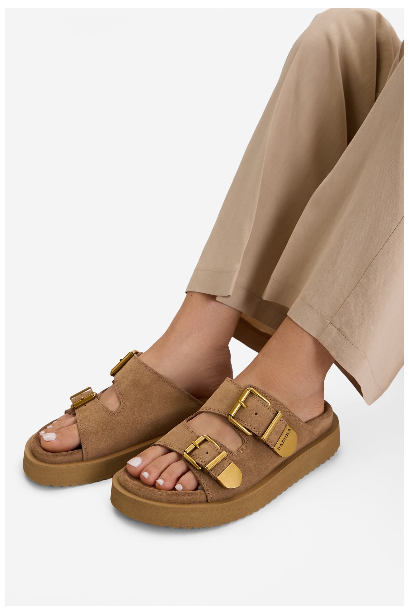 Klapki Badura CYCLAMEN-80033-25 Beżowy ciemny