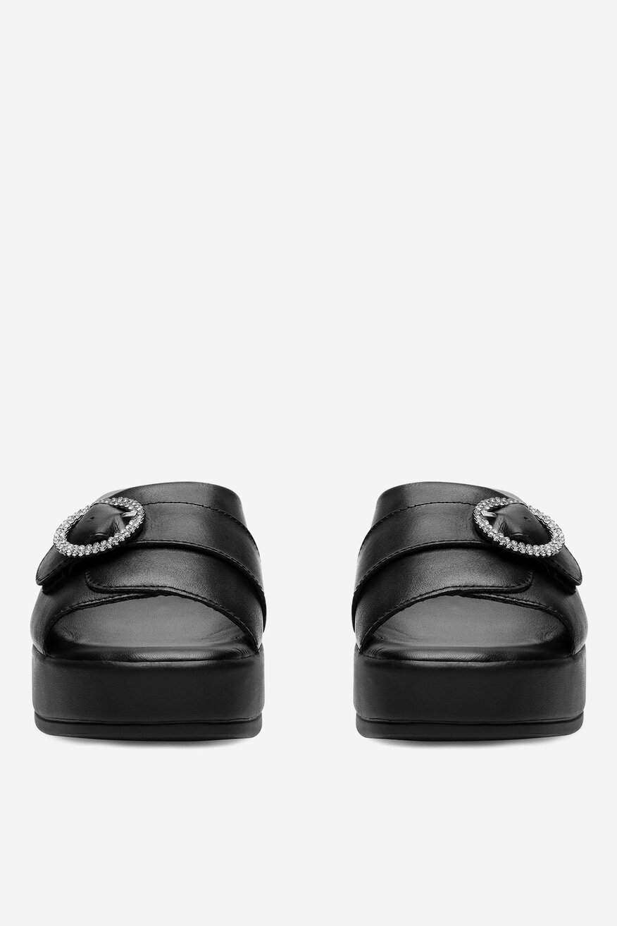 Lasocki - Klapki skórzane na koturnie - 5905588594307