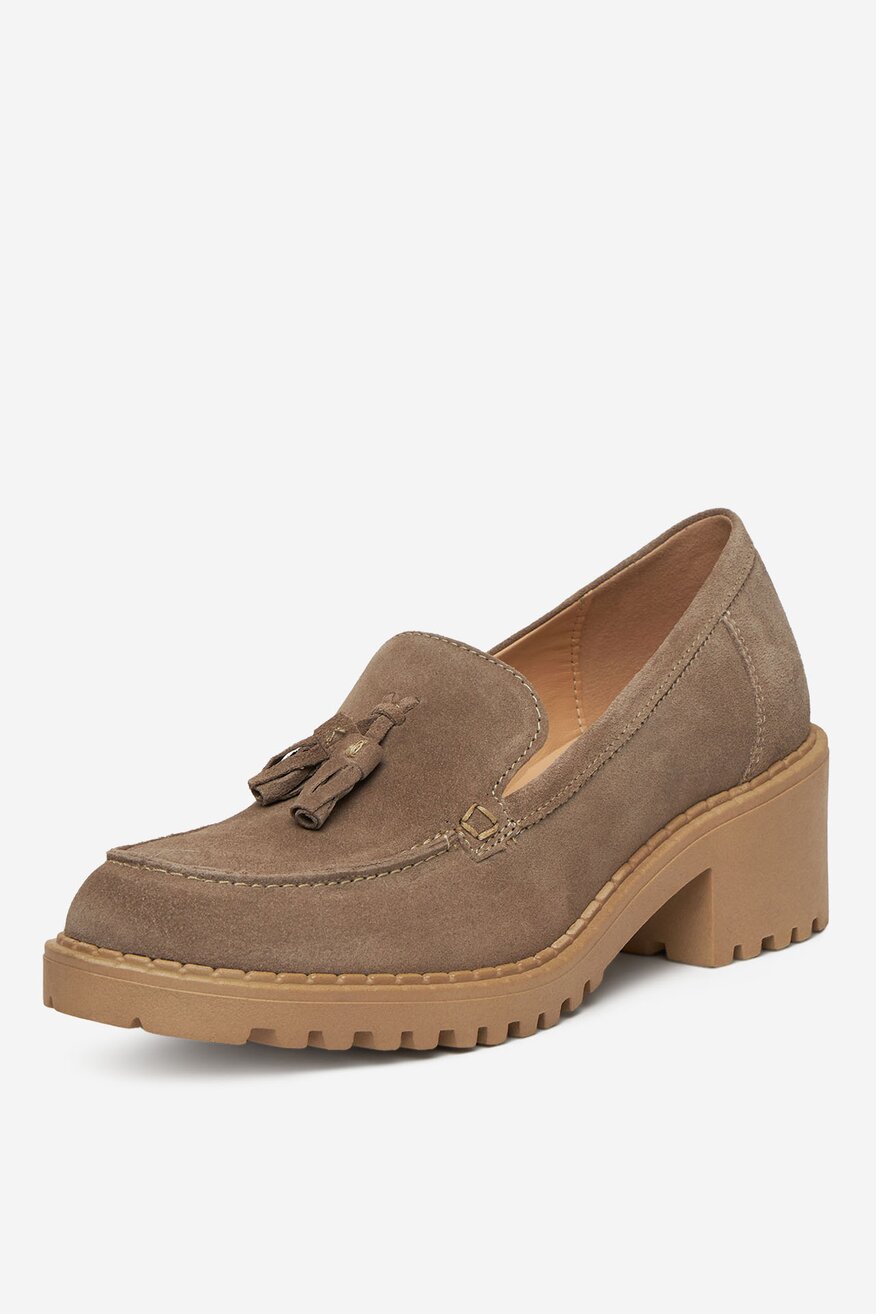 Lasocki - Loafersy zamszowe na obcasie - 5903698727332