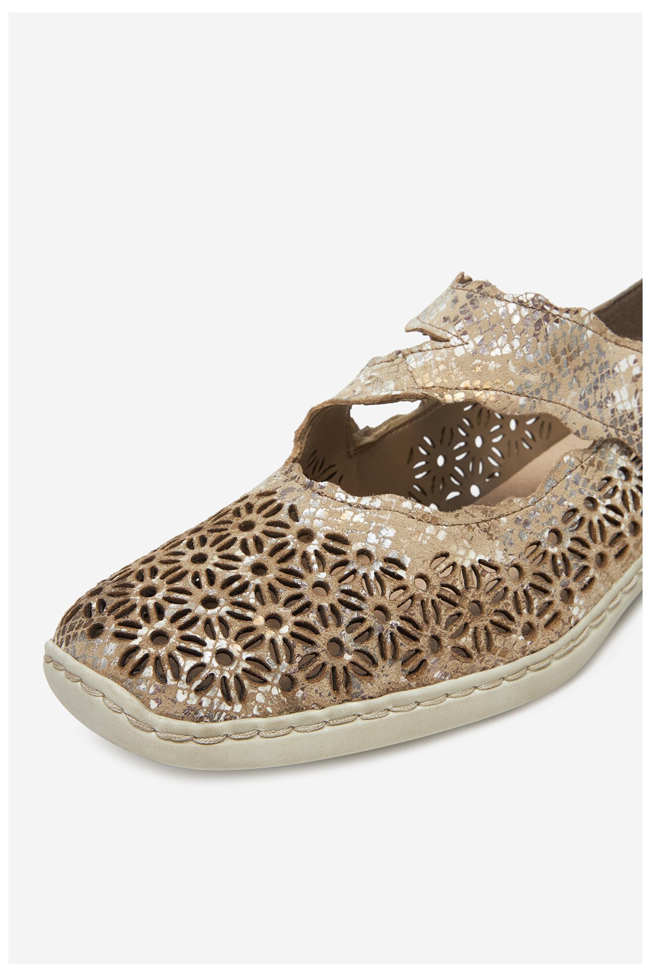 Baleriny Rieker 413G4-90 Złoty