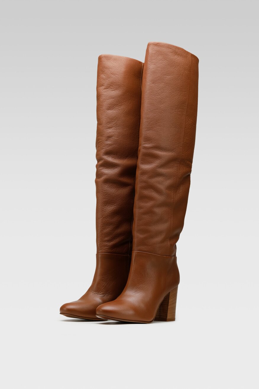 
                Gino Rossi - Skórzane kozaki brązowe - 5904248029166