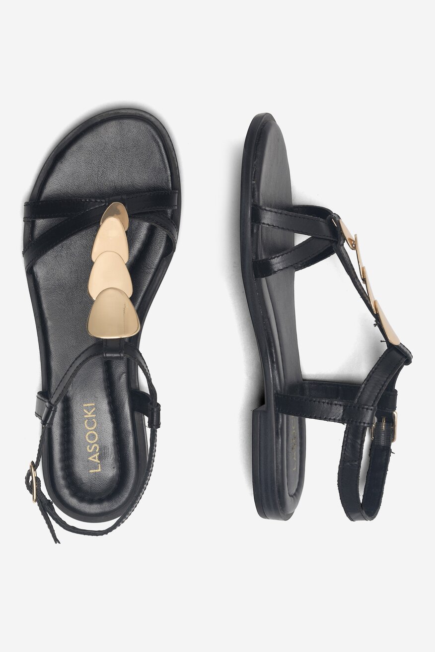 Lasocki - Skórzane sandały czarne - 5904862804378