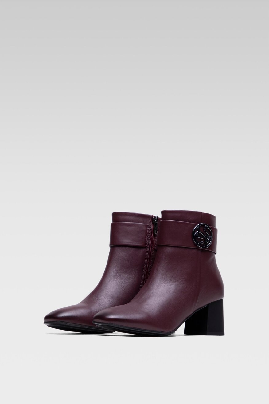 
                Lasocki - Skórzane botki bordowe - 5904248012243