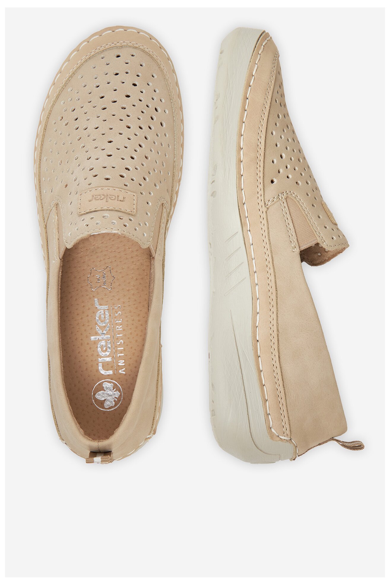 Półbuty Rieker 52551-62 Beżowy jasny