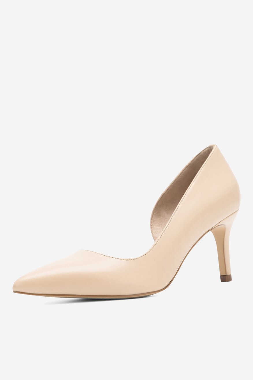 Gino Rossi - Skórzane czółenka beżowe - 5904862722375